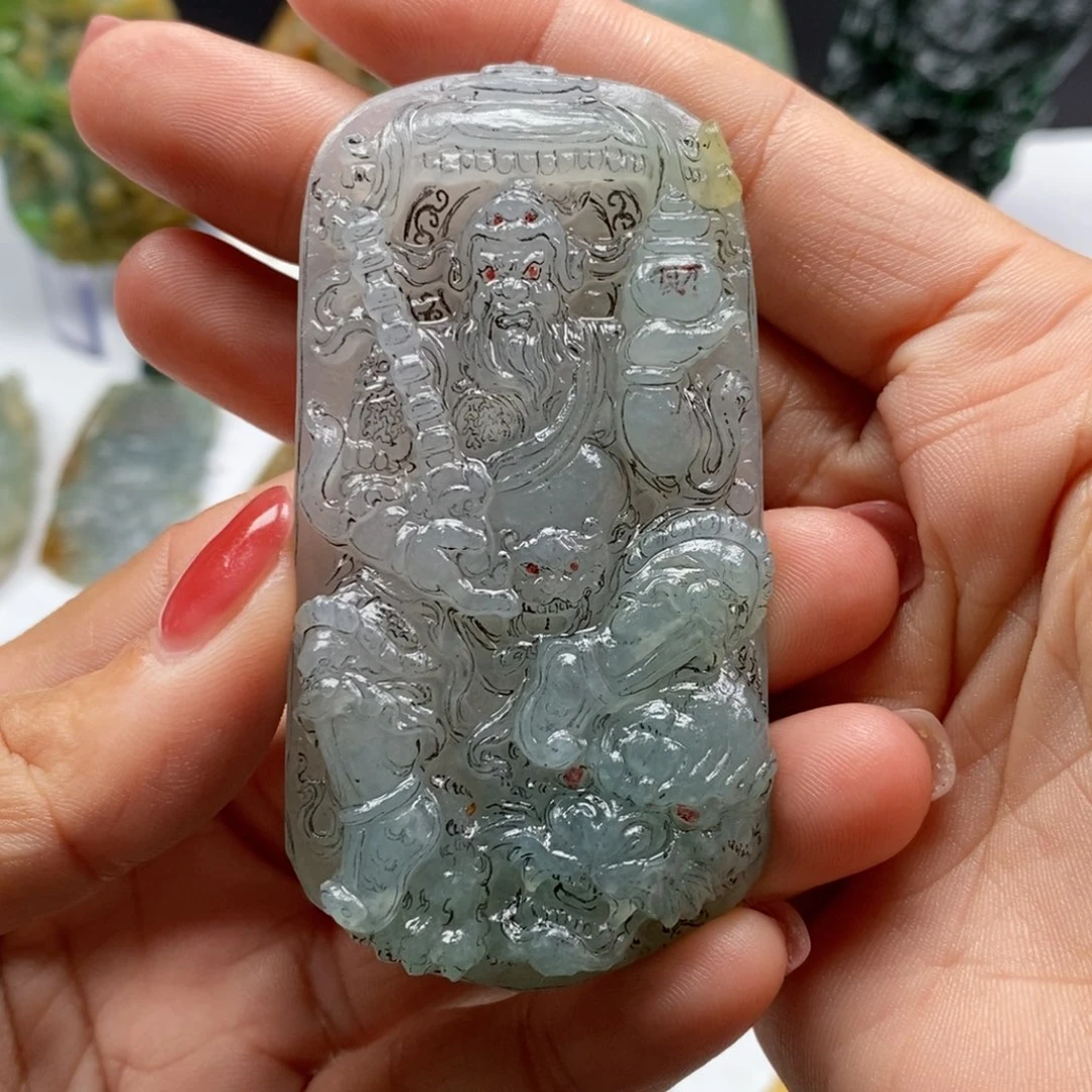 定制翡翠未镶嵌无**人赵公明k