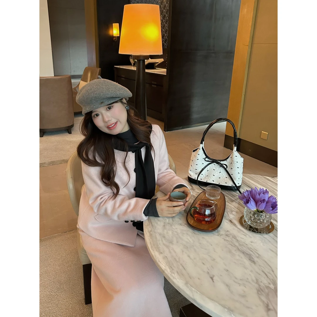 【双11新品】米米子“樱木绘川”定制秋冬毛呢小香夹棉上衣半裙套装