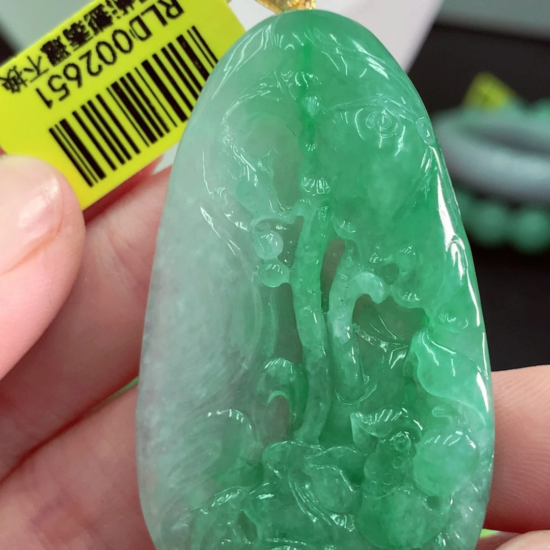 翡翠18K金镶嵌吊坠(不含链)