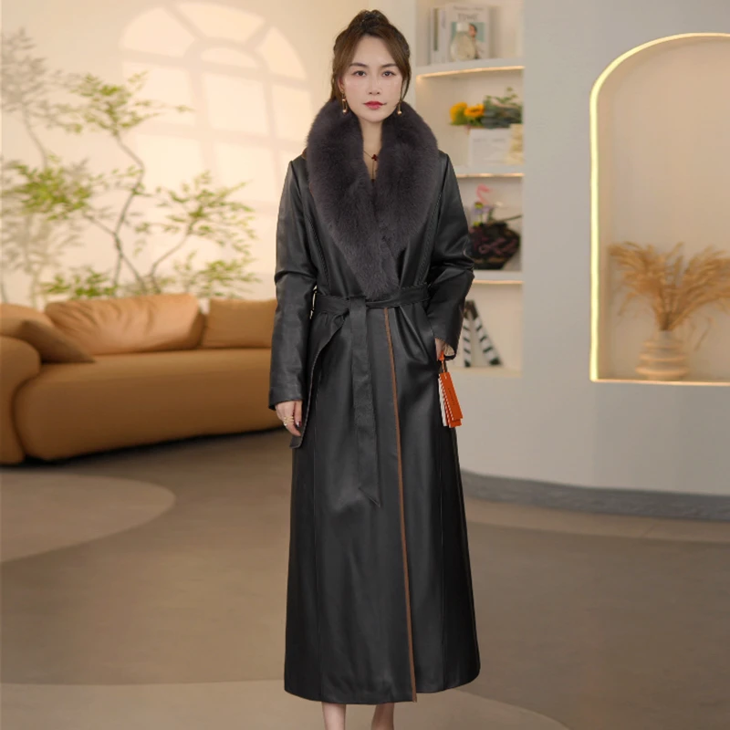 【优莎】23011时尚穿搭绵羊皮皮大鹅女装中长款冬季气质百搭外套