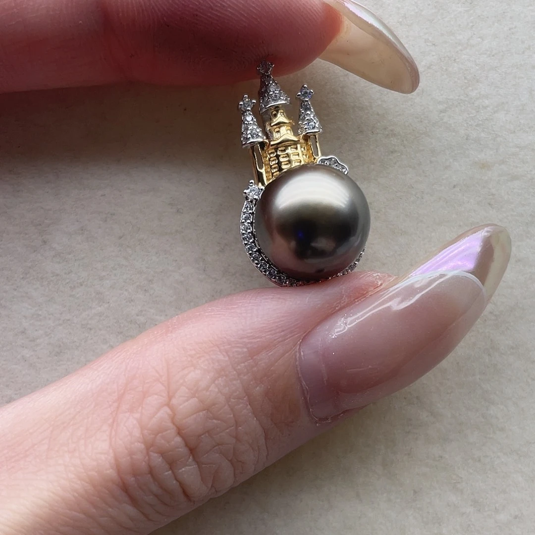 银S925镶嵌吊坠94海水珍珠