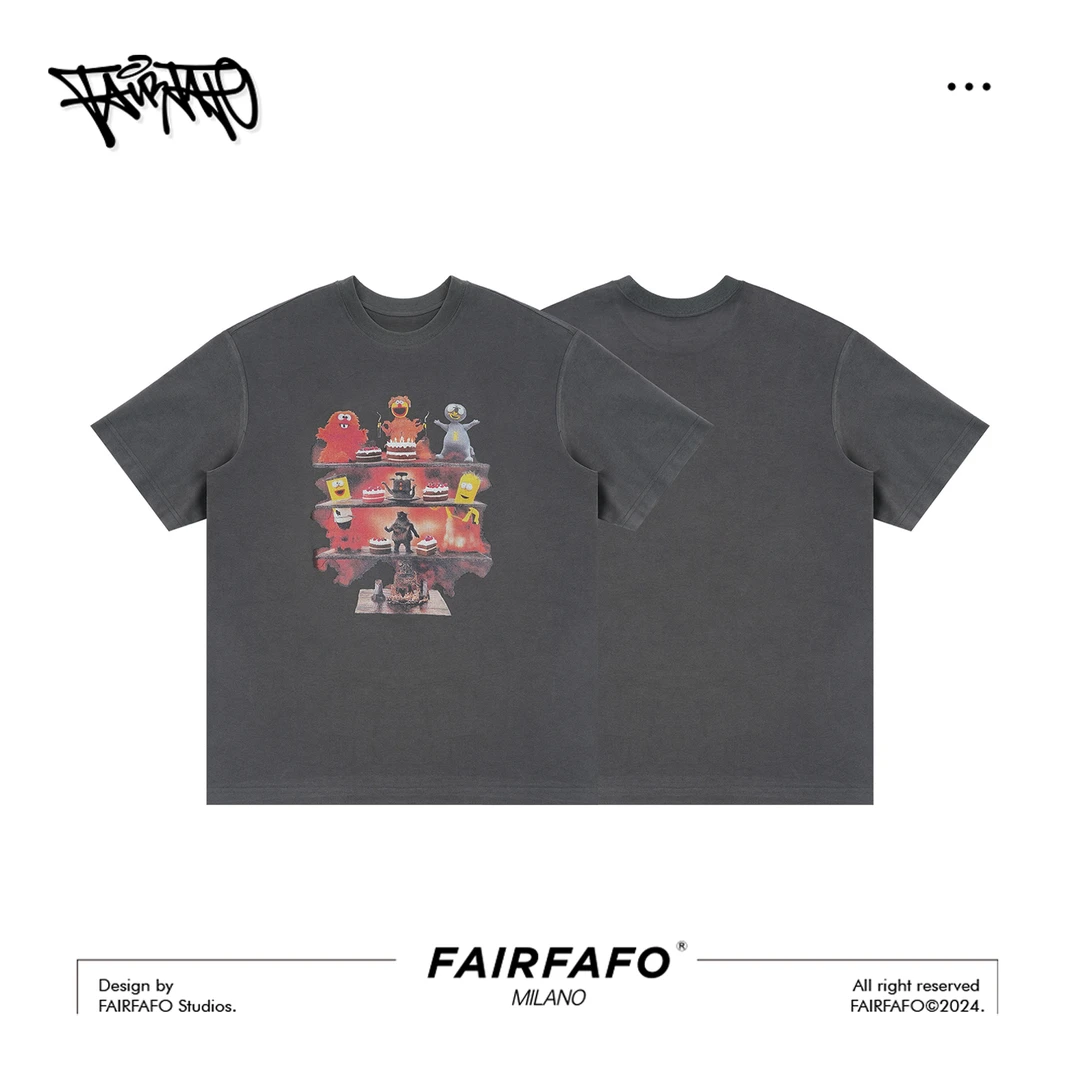 FAIRFAFO林肉肉【卡通插画宽松T恤】TXAL4B261