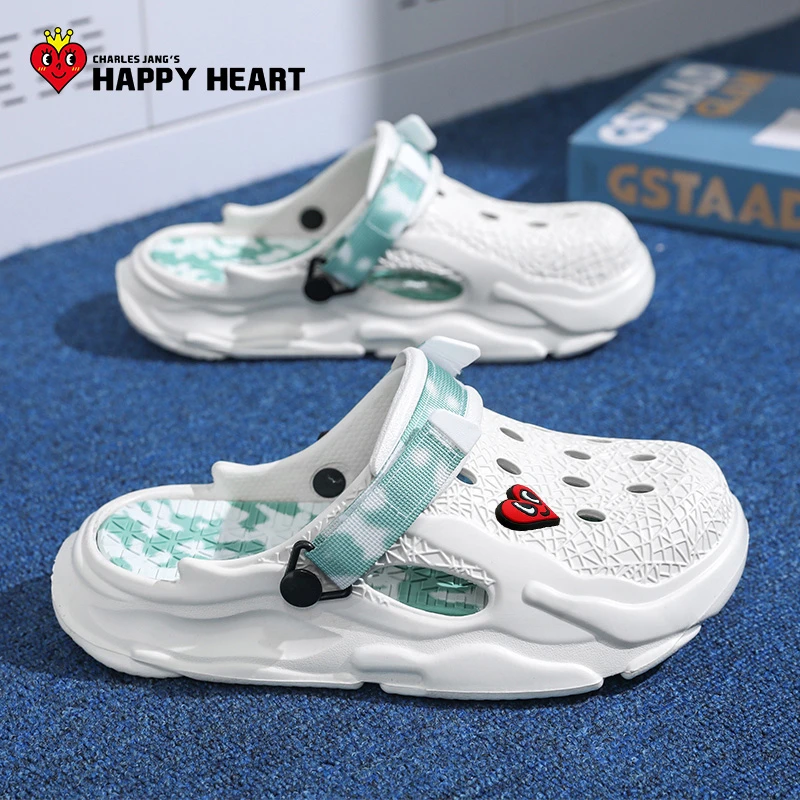 查尔斯桃心洞洞鞋夏季情侣休闲凉鞋潮流耐磨防滑ins风厚底凉拖082