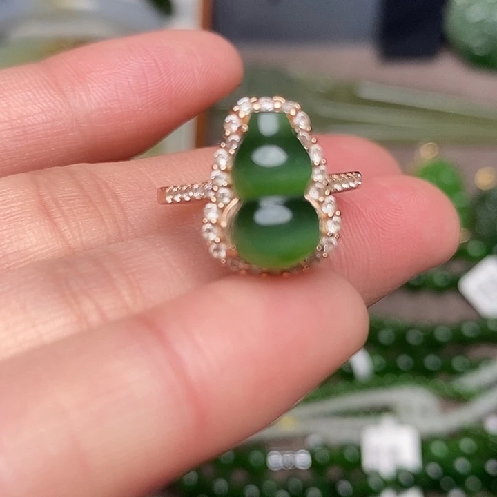 和田玉银S925镶嵌戒指