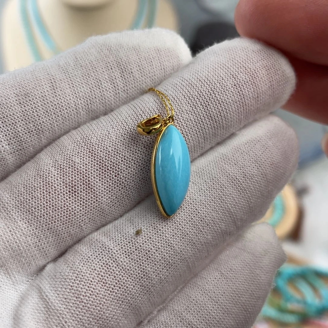 绿松石手链18K金镶嵌精品吊坠