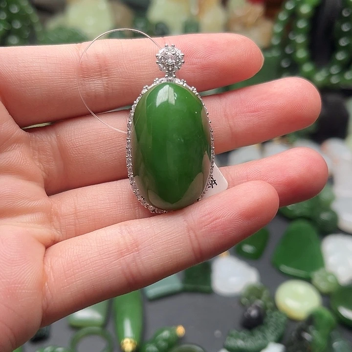 和田玉银S925镶嵌颈饰