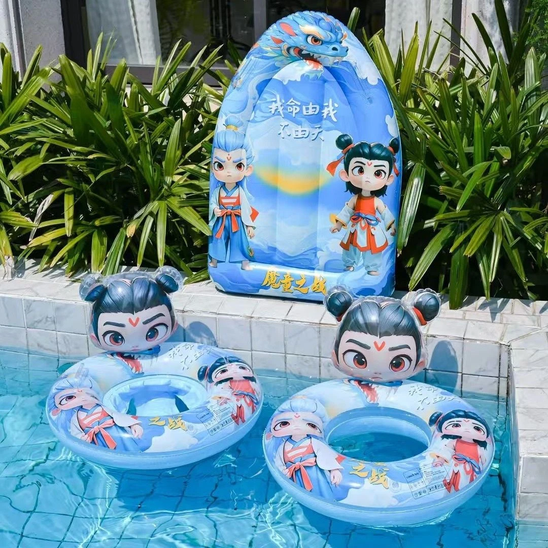 2025新款儿童游泳圈加厚哪吒充气卡通超厚耐用宝宝腋下侧翻