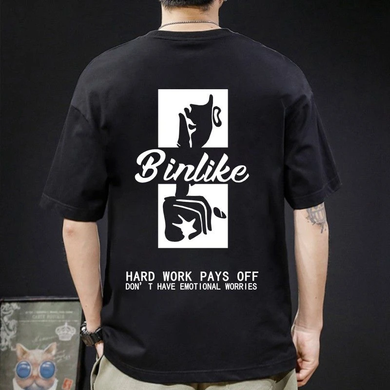 大码短袖T恤男2025新款夏季韩版痞帅五分袖美式潮流半袖宽松上衣