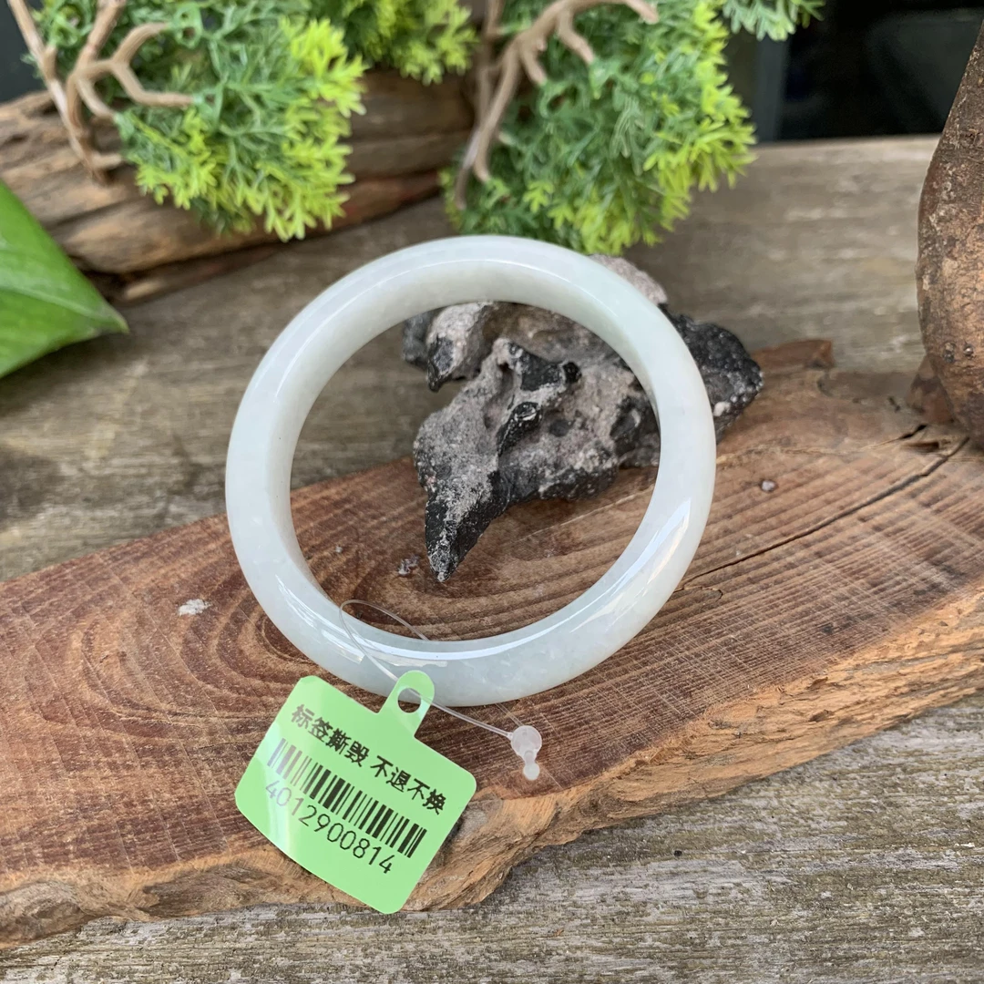 天然A货翡翠手镯54浅绿色翡翠手镯美人镯0814天蓝玉镯