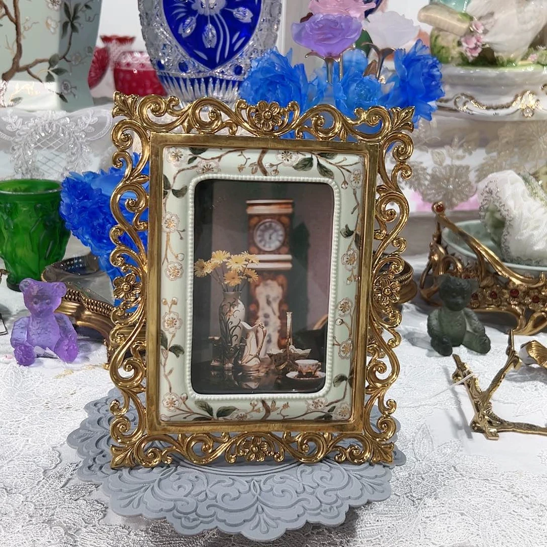 陶瓷铜配瓷鸟语花香相框