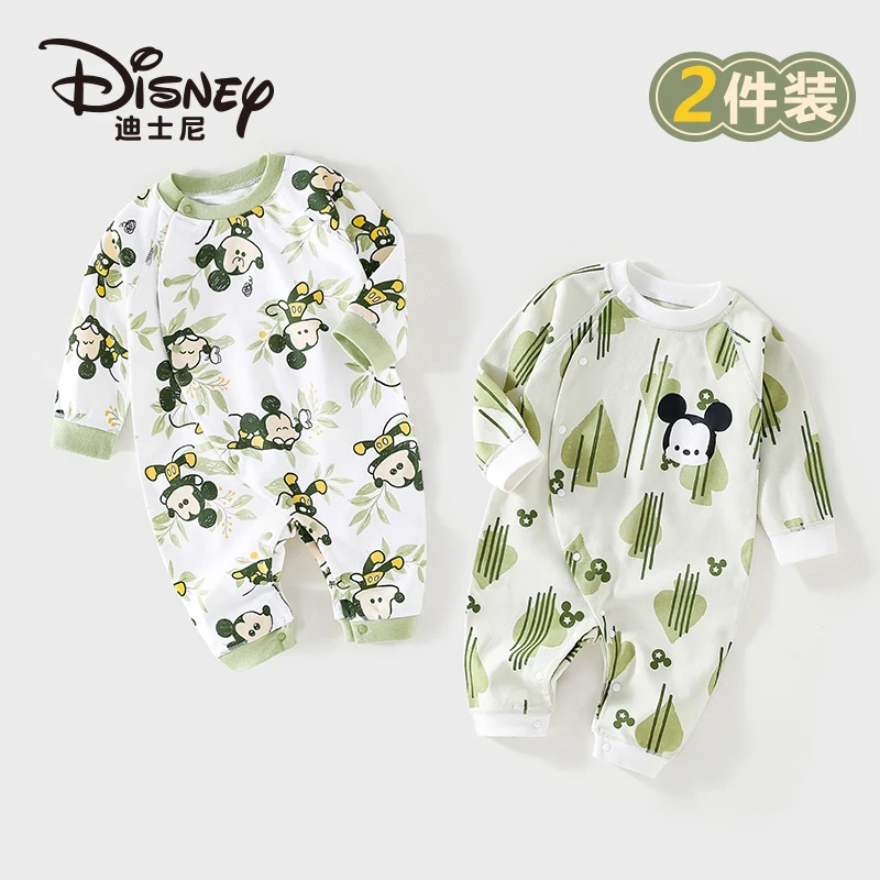 Disney/迪士尼 2件装 婴儿长袖连体衣宝宝纯棉爬服新生哈衣春秋款