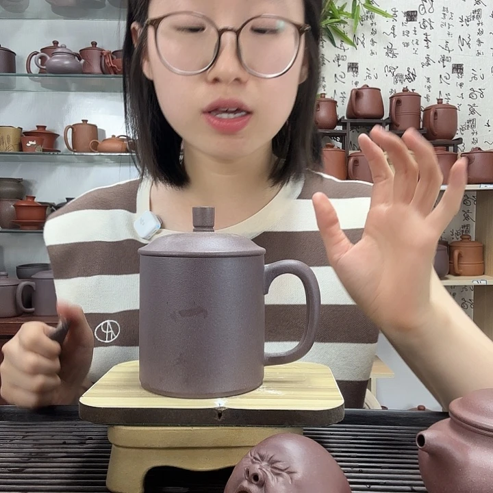 茶杯紫砂原矿鲨皮青正气办公杯没礼盒500CC左右色差