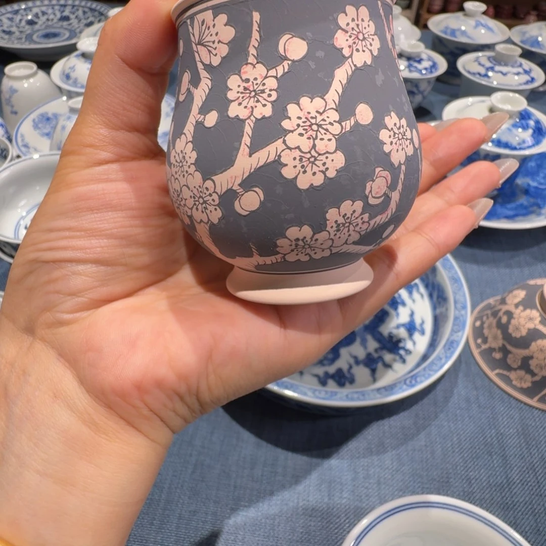 冰梅炉式杯定制手工手绘