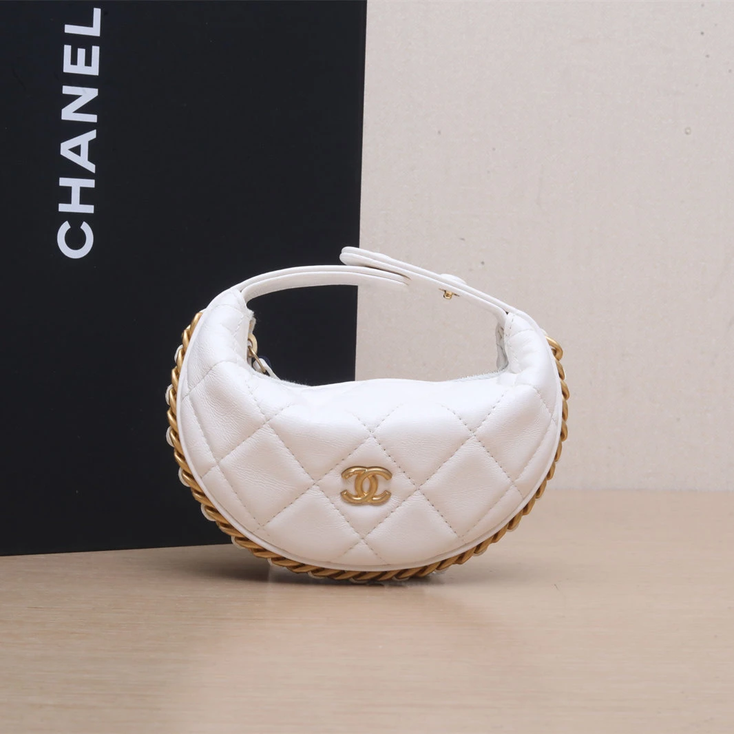 99新 Chanel/香奈儿 【双双活动】25A超Mini 呼啦圈月牙包镭射标