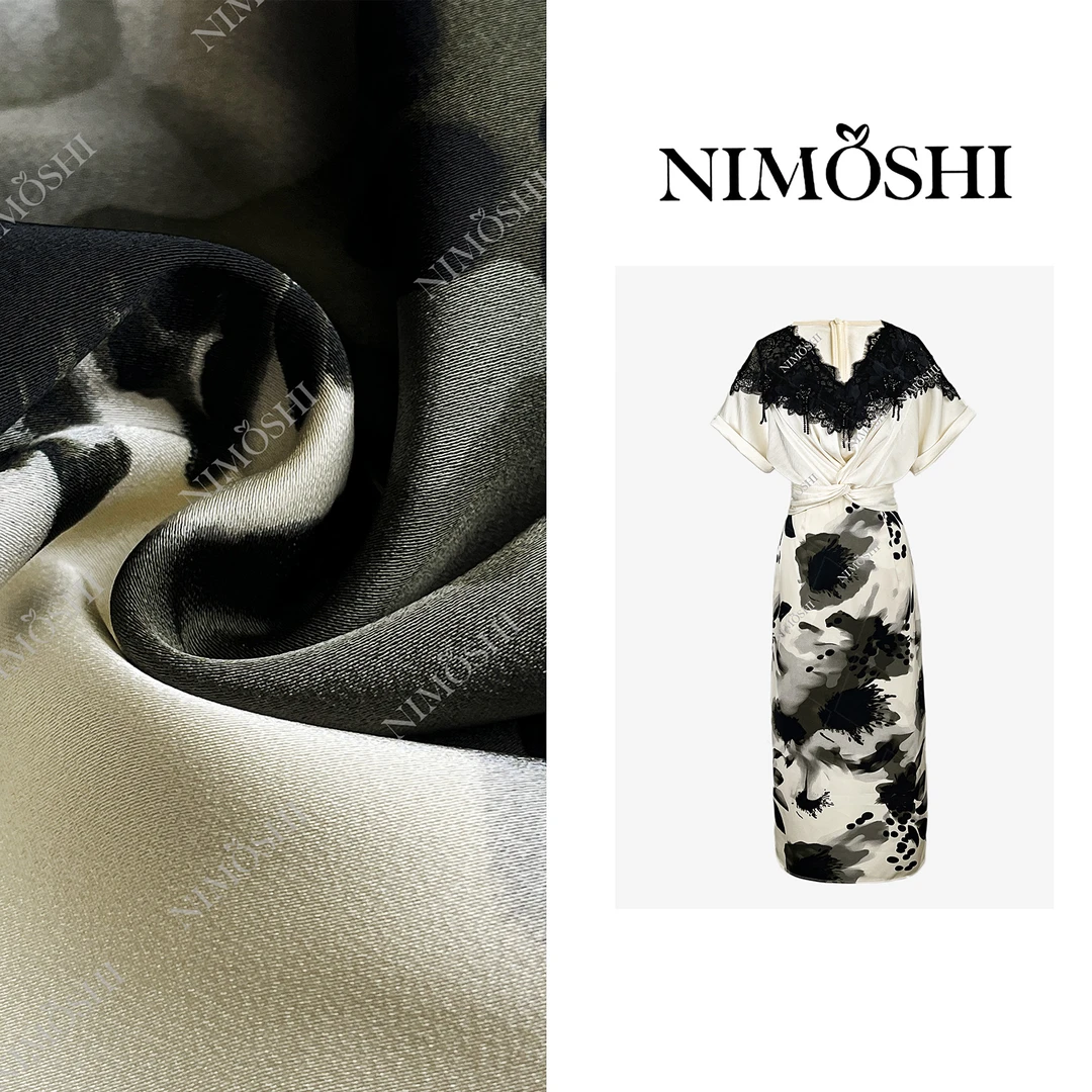 【莎总专属】夏季新款晕染印花网纱镂空设计气质显瘦连衣裙Q2098