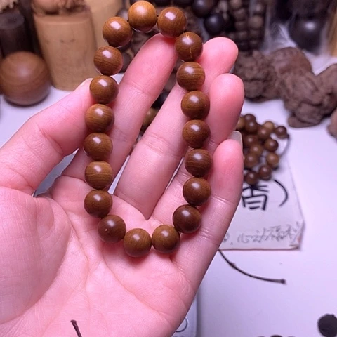 檀香木手串/手链檀香玉化老料1.0/19横纹虎纹满纹