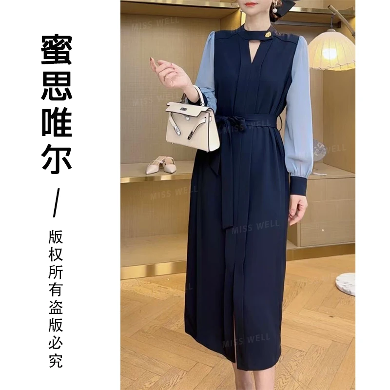 【茵姐推荐】新款知性气质修身显瘦系带连衣裙3354