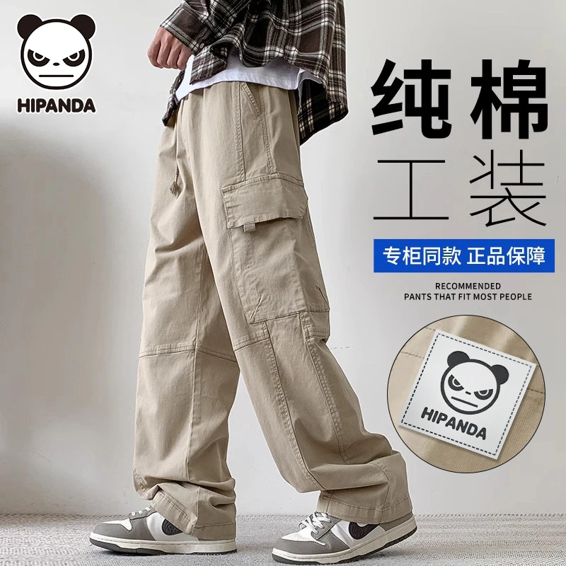 HiPanda你好熊猫日系工装裤男士秋季新款美式潮牌宽松直筒休闲裤