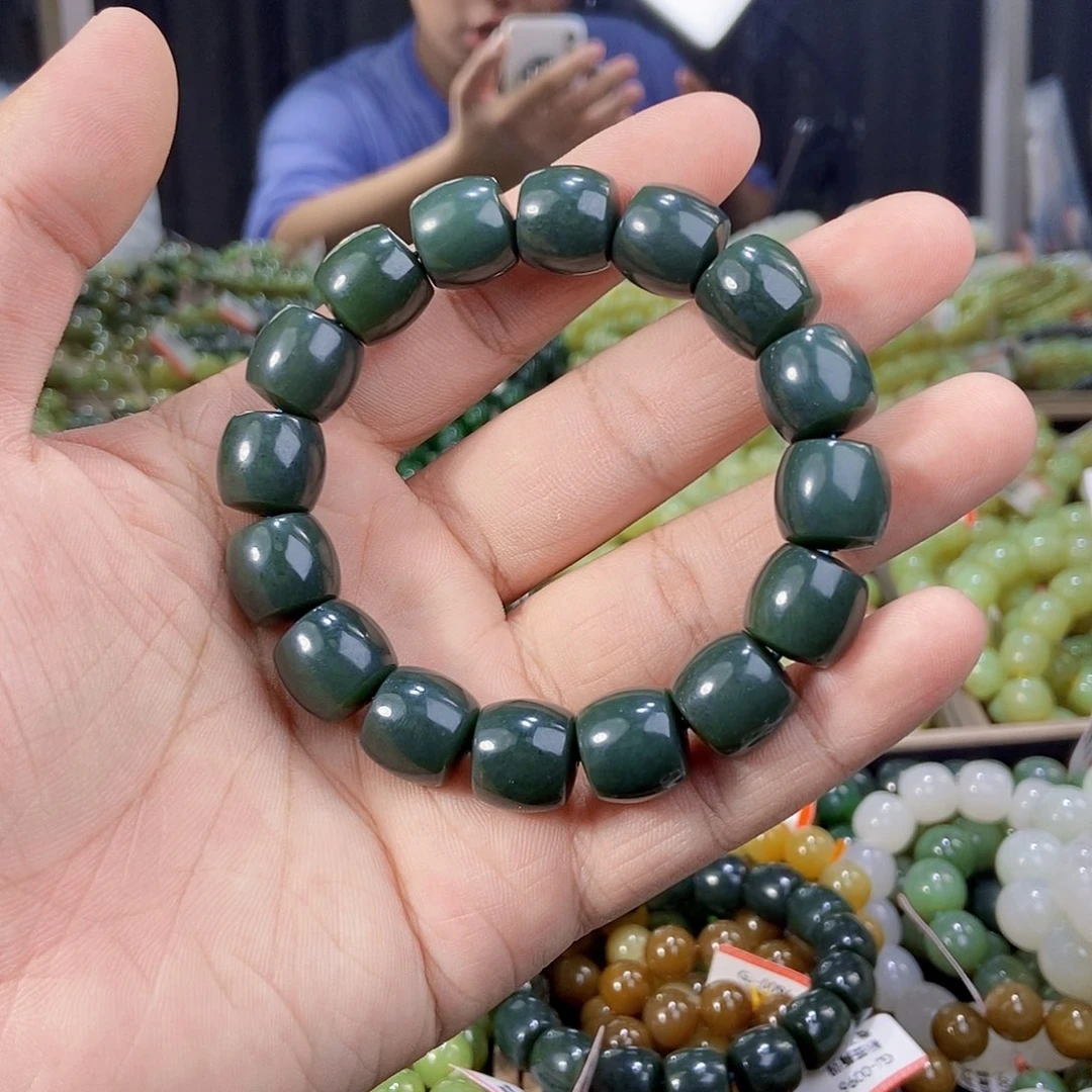 和田玉未镶嵌手串纯天然卡14新疆且末料沙枣青多样性发一