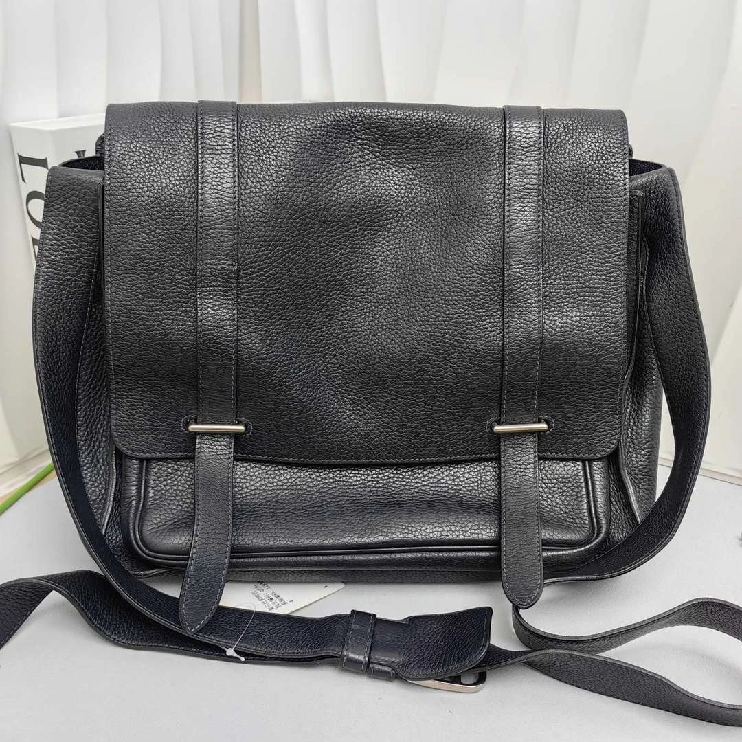 95新 Hermes/爱马仕 爱马仕斯蒂夫35邮差包墨蓝色框r刻 12420319