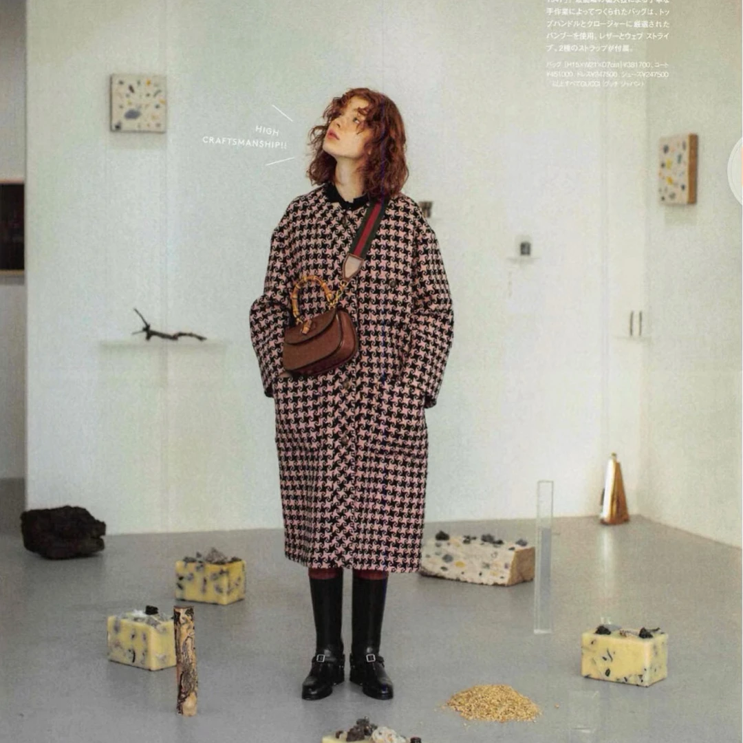 未使用 GUCCI/古驰 Gucci古驰全新黑粉配色单宁千鸟格外套