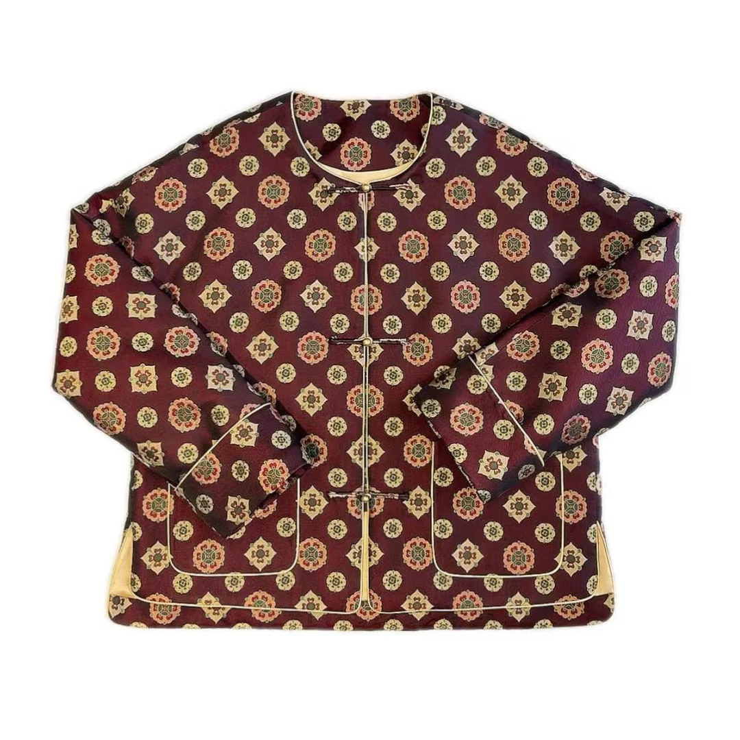 【枇杷宝相花】三马宋锦棉服 带钢印 里布百分百桑蚕丝D037