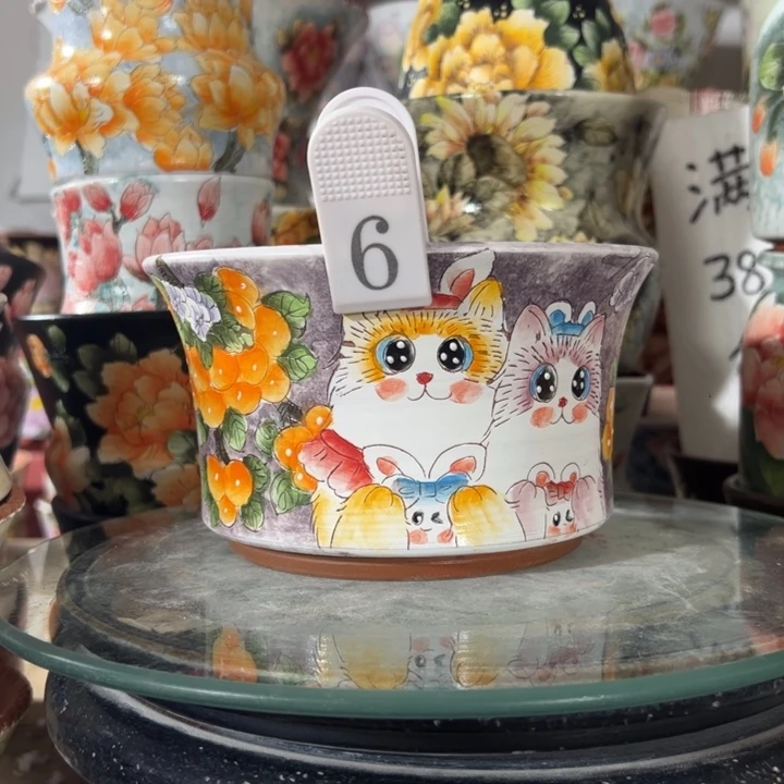 景德镇手绘花盆满38包邮偏远地区除外