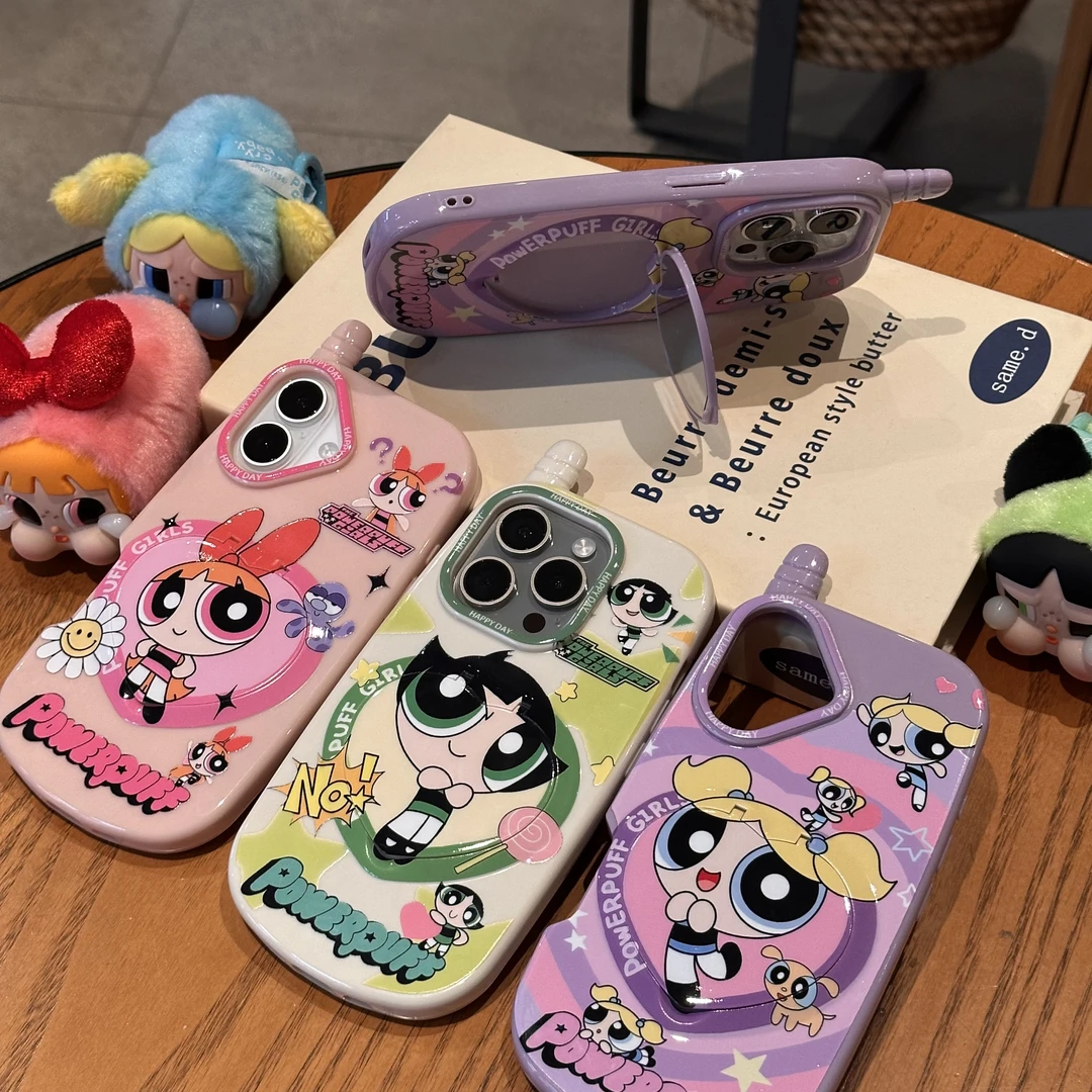 飞天小女警镜子支架适用苹果16/15Promax手机壳14/13大哥大12软套