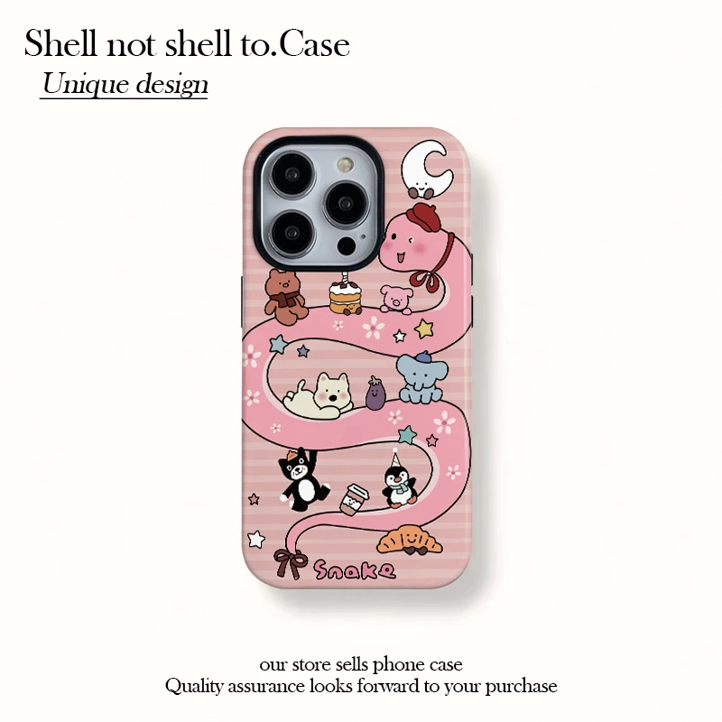 可爱动物蛇磁吸菲林二合一适iPhone16适用苹果15promax手机壳14硬