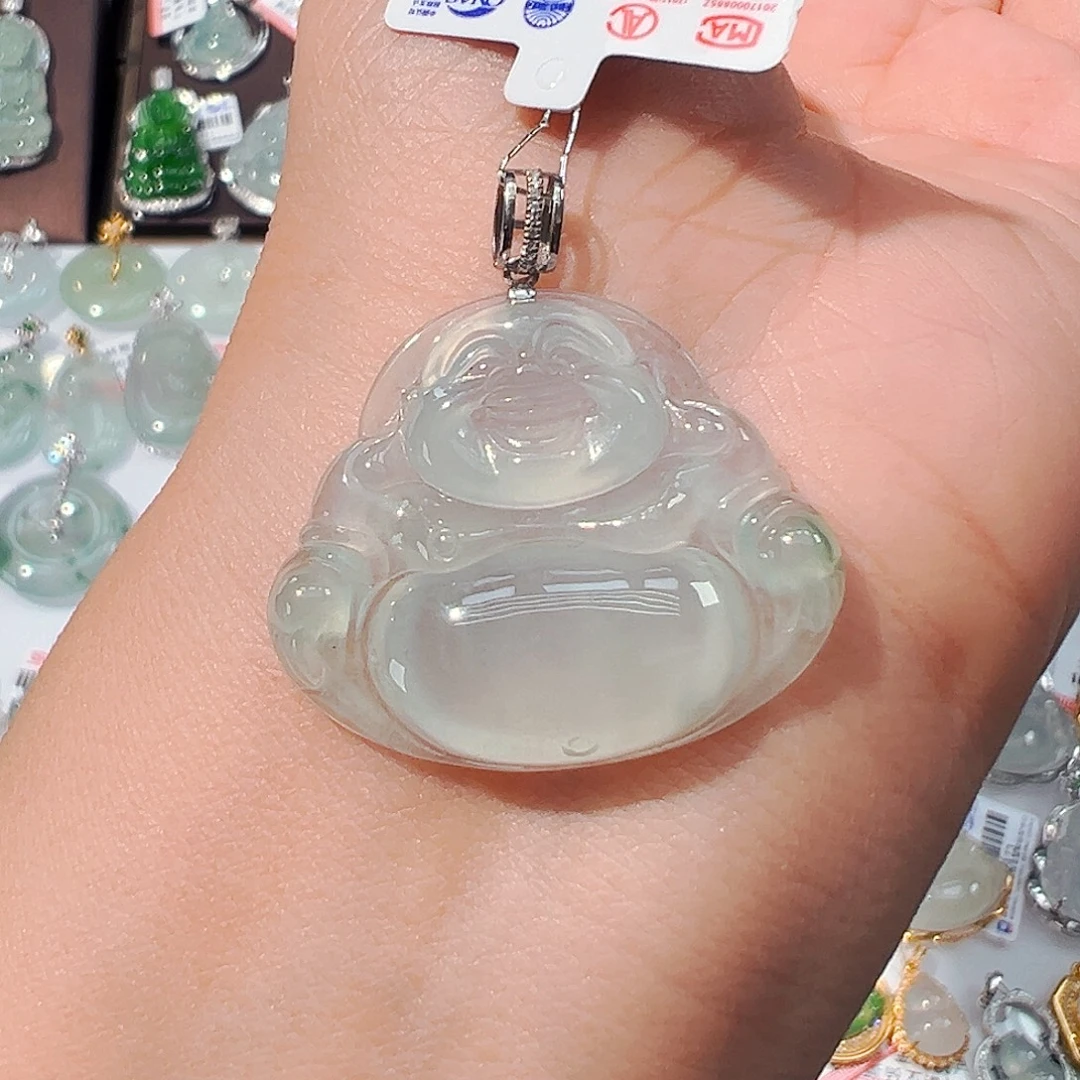 吊坠(不含链)18K金镶嵌翡翠佛公