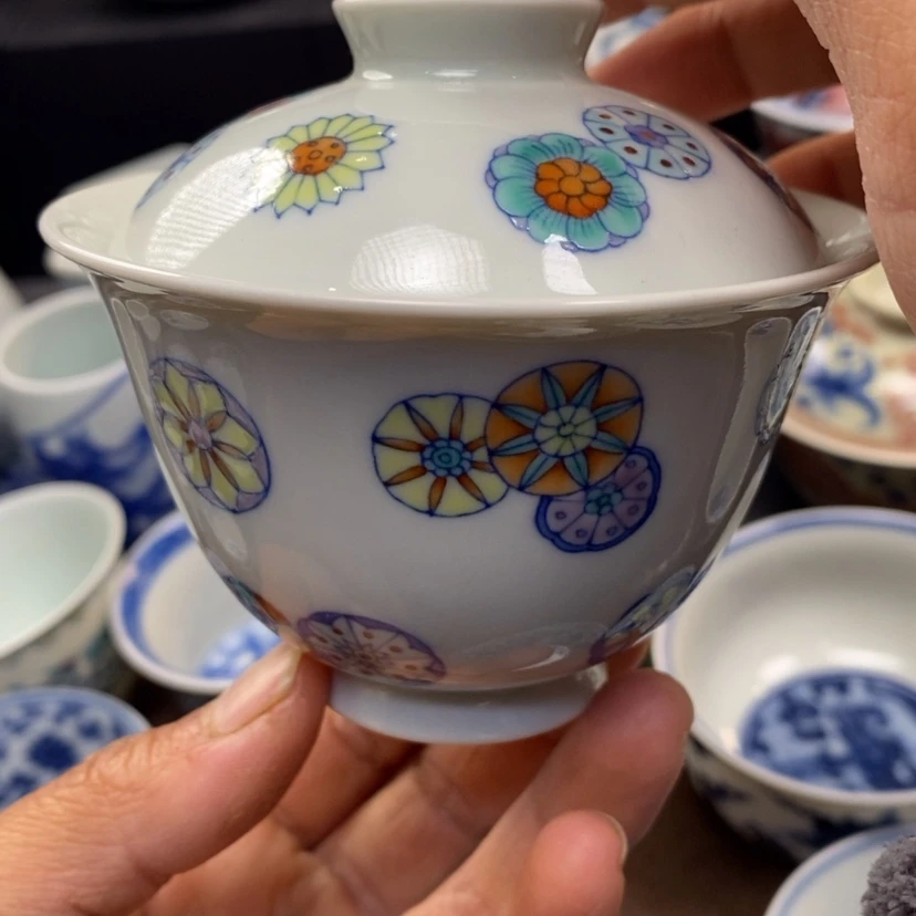 【闪购商品】景德镇青花斗彩盖碗