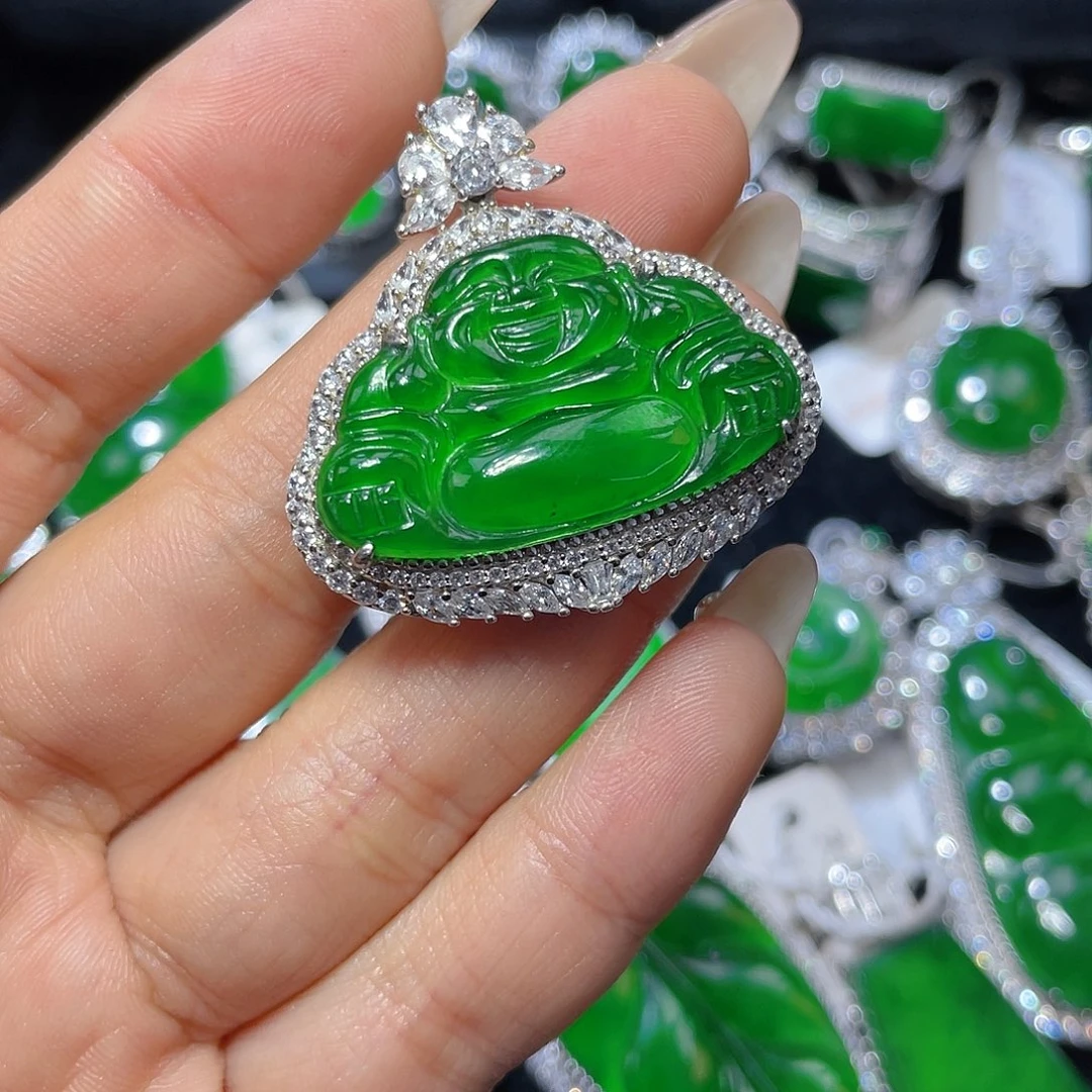 翡翠颈饰银S925镶嵌晓*翡翠