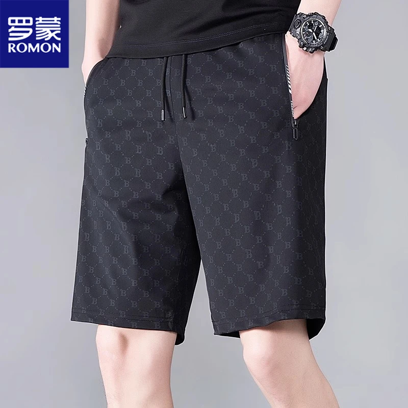 罗蒙冰丝休闲男士短裤新款夏季外穿大裤衩薄款裤子运动五分裤中裤