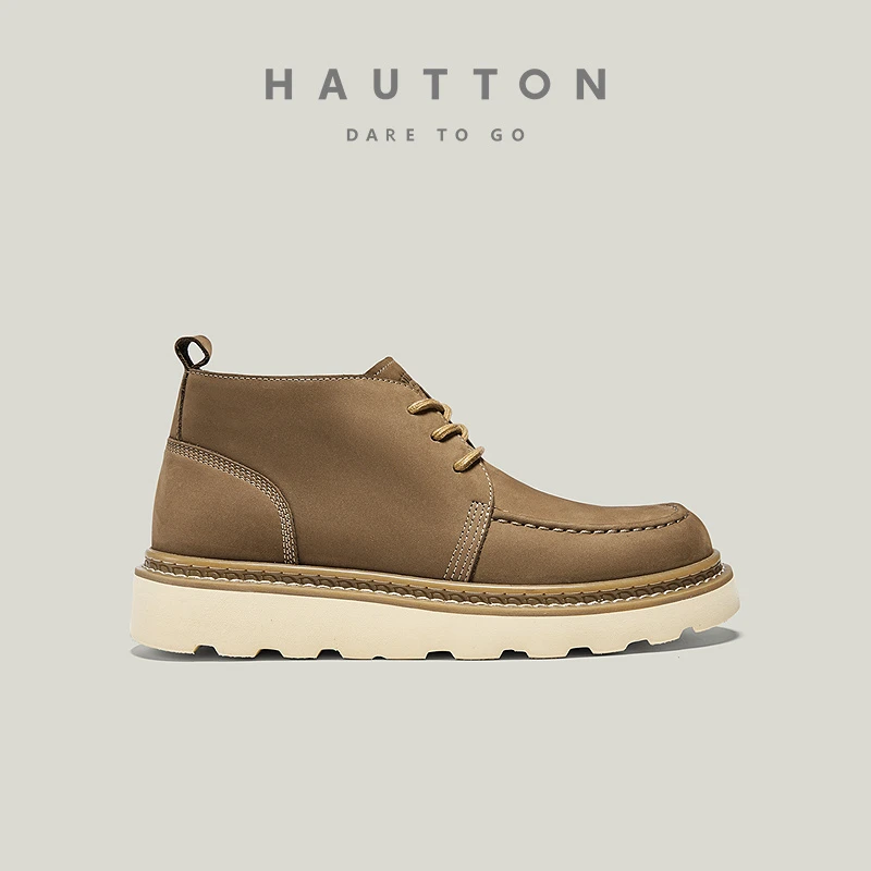 皓顿男士时尚休闲马丁靴百搭真皮工装靴复古户外登山靴934XZ5741