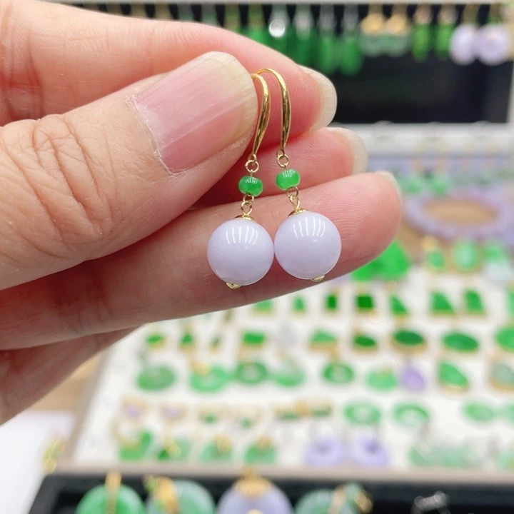 翡翠18K金镶嵌耳饰