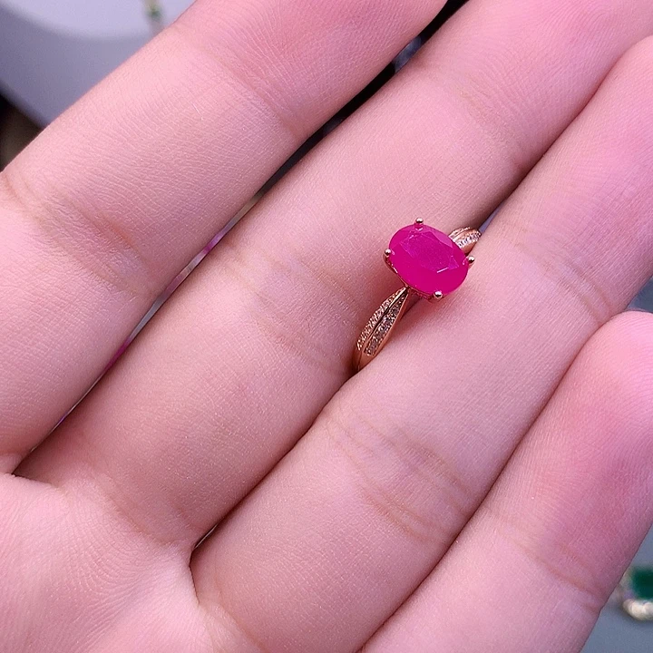 戒指银S925镶嵌红宝石