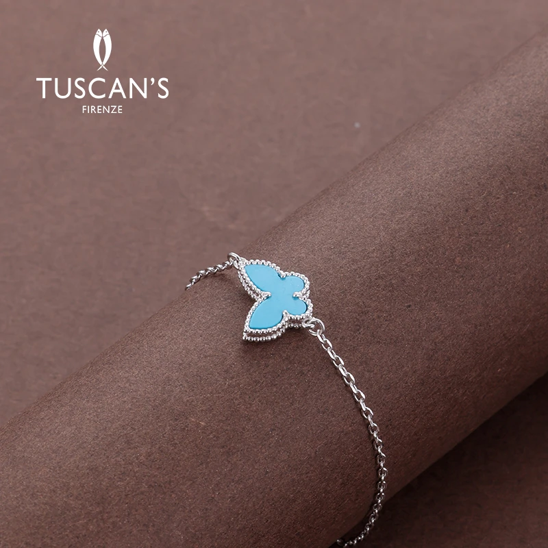 TUSCAN'S 925银亚克力手链 轻奢925银镀金气质精致镶嵌蝴蝶手链