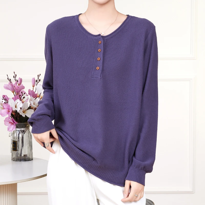 2025秋季慵懒风女士针织衫薄款长袖上衣大码女装时尚洋气减龄爆款