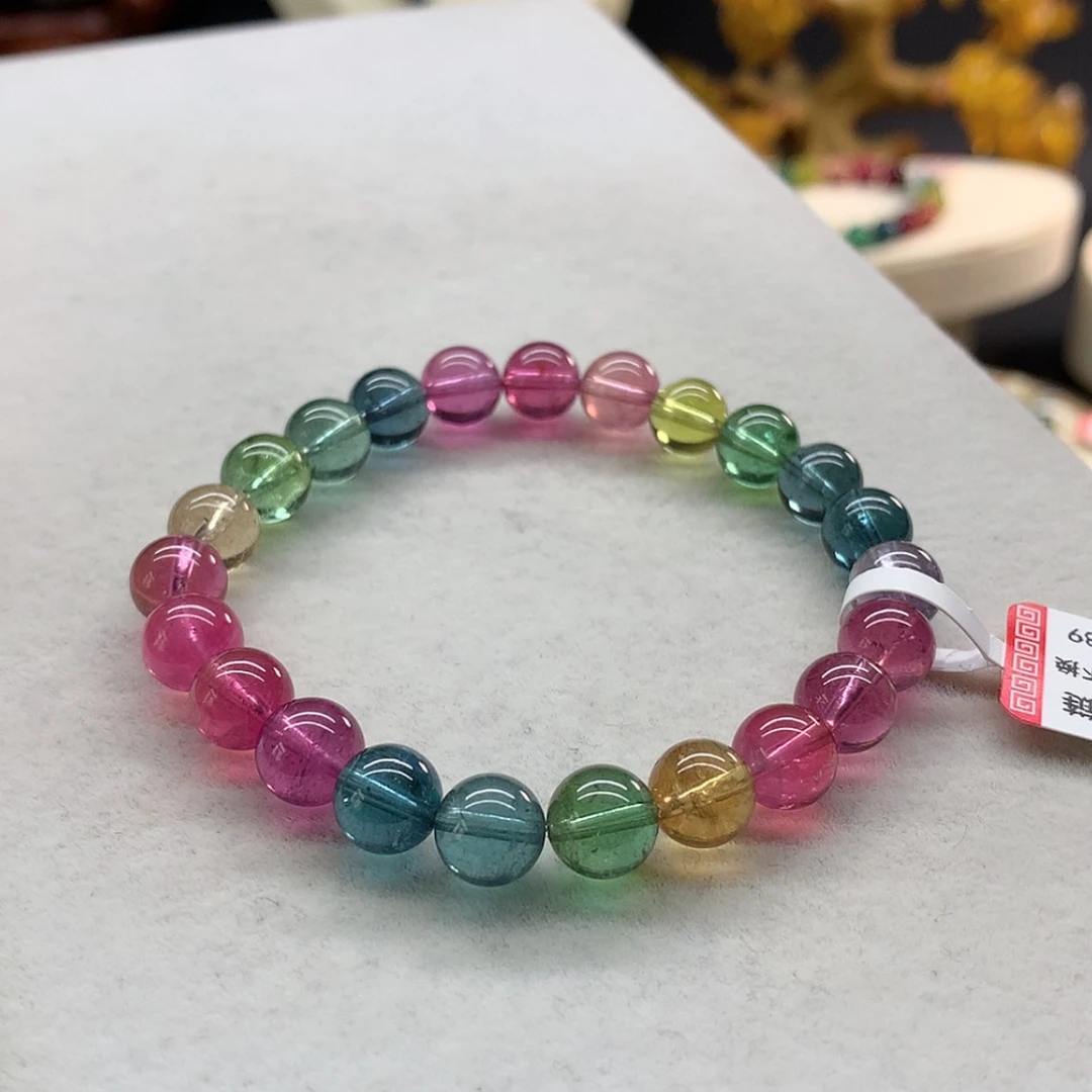 【闪购商品】未镶嵌手链碧玺荧光色标单圈8