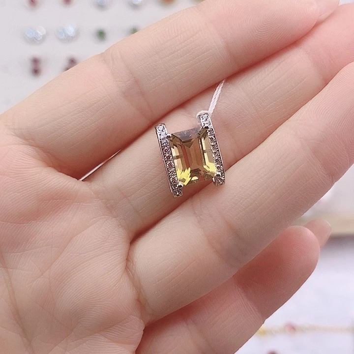 水晶颈饰银S925镶嵌吊坠