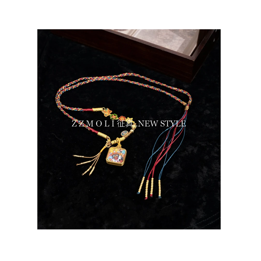 合金棉绳项链 “扎基拉姆”民族风编织吊坠绳时尚彩色项链ZBP7299
