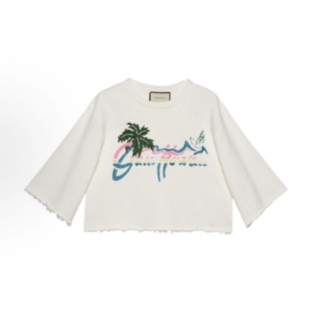99新 GUCCI/古驰 卡通风景圆领短款上衣/S码/A02037