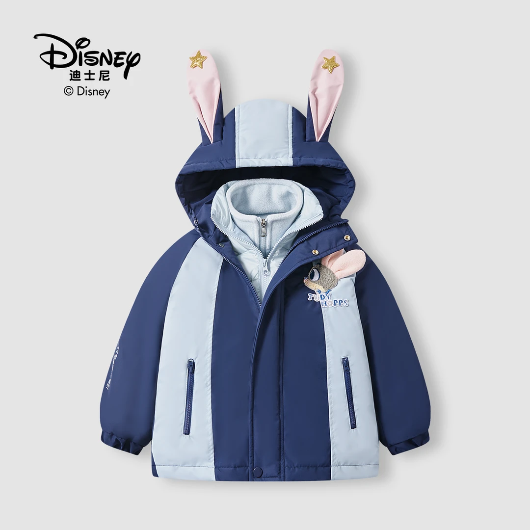 迪士尼秋冬兔子警官朱迪儿童外套3件套保暖加厚户外休闲童装Q