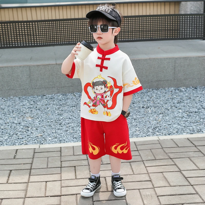 男童哪吒套装2025新款夏季儿童服装男孩汉服中国风唐装男宝新中式