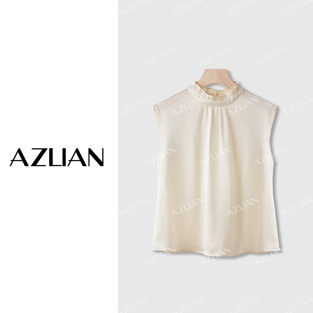 【鲤鱼定制】新款立体木耳领背心女无袖打底内搭上衣 25ch005