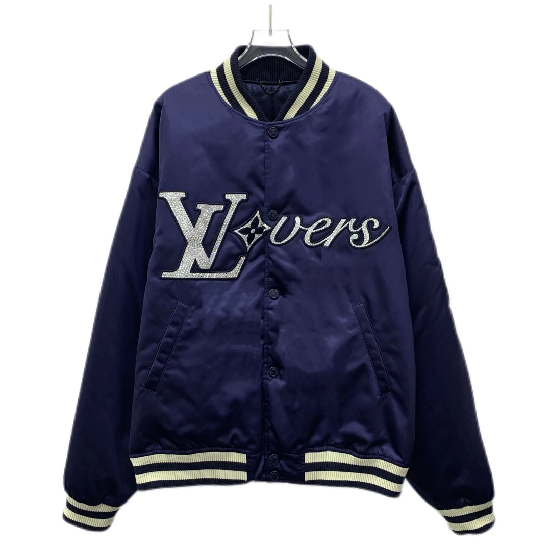 99新 LouisVuitton/路易威登 DM0263 25款logo镶钻条纹夹克 XXL