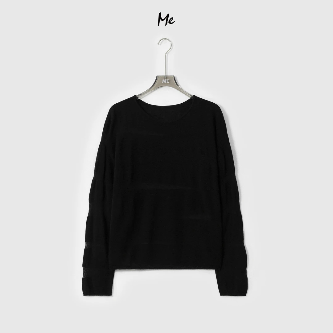 ME【横岛透视衫】绵羊毛混纺松软透气显瘦舒适时尚百搭毛衣MESA0550