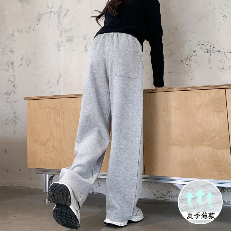 儿童夏装2025新款大女童装裤子宽松冰丝针织运动裤夏季薄款直筒裤