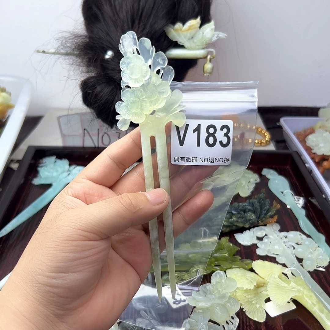 蛇纹石玉合金发饰阿****