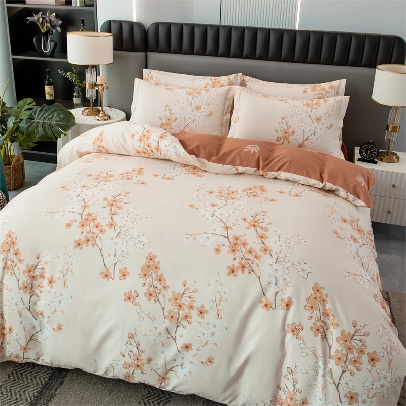 清新四件套磨毛加厚被罩印花斜纹床单亲肤单双人磨毛被套学生宿舍